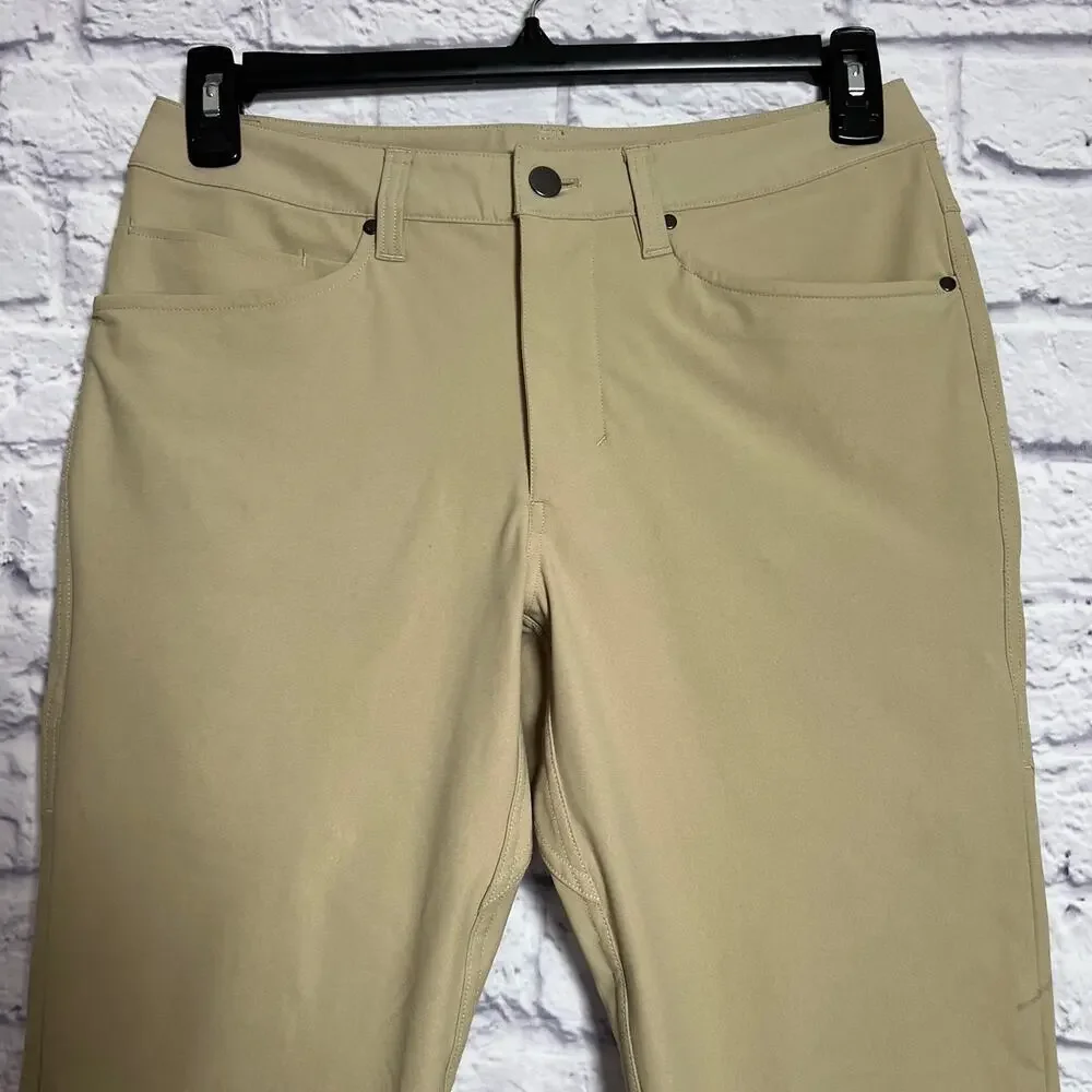 Lululemon ABC Slim Pant MENS 29x29 Brown Tan Warpstreme Chino Stretch STAINS